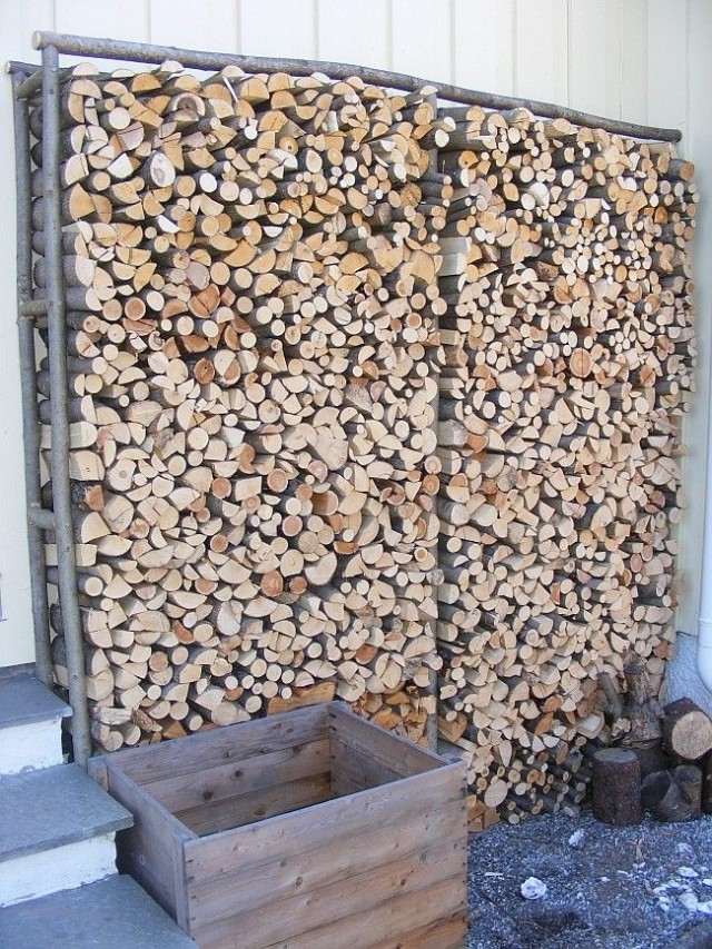store firewood in home made racks