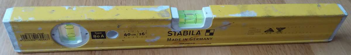 Stabila, German medium sized 16" or 400mm spirit level
